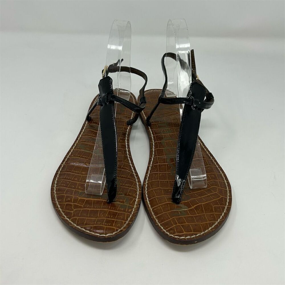 Sam Edelman Gigi Black Faux Leather Thong Sandals Size 10.5 Casual Summer - Picture 4 of 12